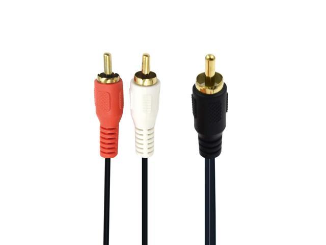 Poyiccot RCA Splitter Male to Male Cable, RCA Y Splitter 1 RCA Male to 2 RCA  Male Stereo Audio Subwoofer Cable, 2RCA to 1RCA Bi-Directional RCA Y Adapter  Cable - 25cm/10inch 