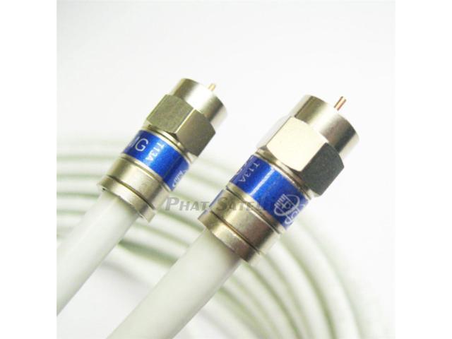 55ft White TRI-Shield Weather Seal Indoor Outdoor RG-6 Coaxial Cable Brass Connector 75 Ohm Satellite TV Broadband Internet Ham Radio OTA HD Antenna Coax Assembled in USA by PHAT SATELLITE INTL