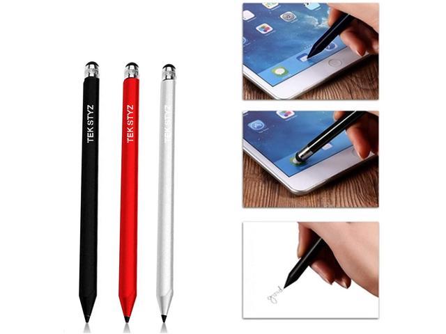 Tek Styz Pro Stylus Capacitive Pen Upgraded Works for Samsung Galaxy A11 with Custom High Precision Touch Full Size 3 Pack! Black Silver RED