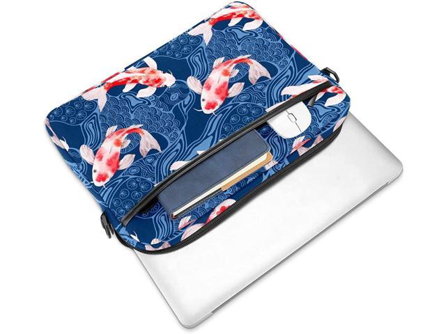 Koi Fish and Waves in Japanese Style Pattern Laptop Case Canvas Pattern Briefcase Sleeve Laptop Shoulder Messenger Bag Case Sleeve for 13.4-14.5 inch Apple Laptop Briefcase