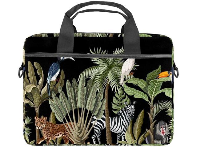 Tropical Animals Monkey in The Jungle PatternLaptop Case Canvas Pattern Briefcase Sleeve Laptop Shoulder Messenger Bag Case Sleeve for 13.4-14.5 inch Apple Laptop Briefcase 