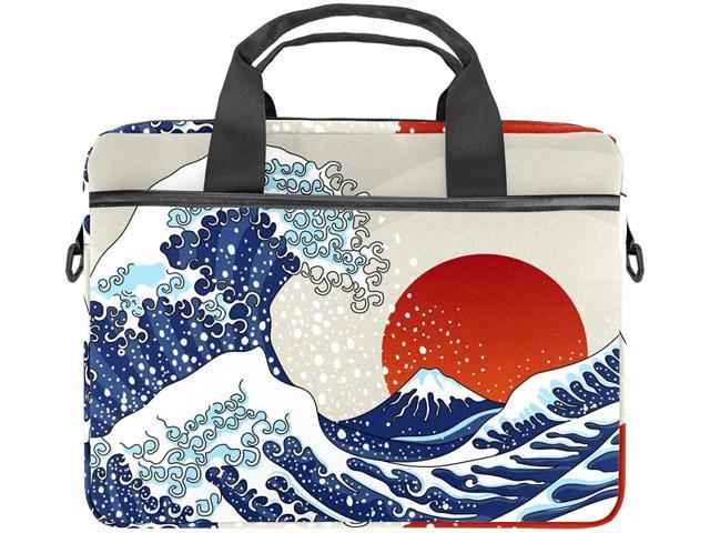 An Ancient Great Japanese Wave Illustration Laptop Shoulder Messenger Bag Case Sleeve for 13.4 Inch 14.5 Inch Notebook Laptop Case Laptop Briefcase Business Briefcase for Men Women 