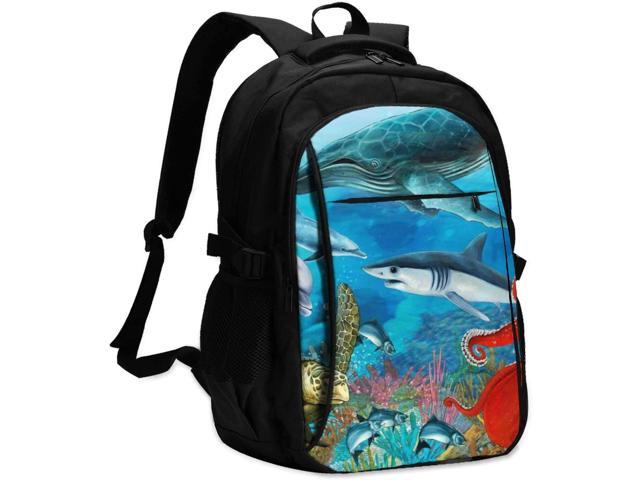 Sea Turtle USB Backpack 17 Inch Laptop Bags School Backpack 