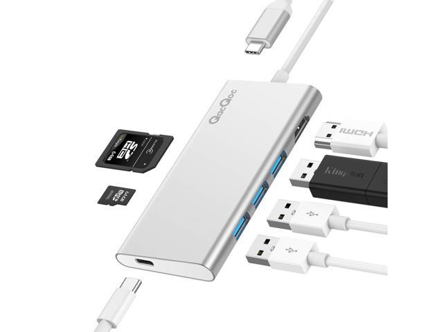 USB C Hub Adapter,QacQoc GN22B Type C Converter with 4K@30Hz HDMI,Type C Pass... 