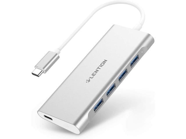 Lention Usb C Hub With 4 Usb 3 0 Ports And Type C Charging Adapter Compatible Macbook Pro 13 15 Thunderbolt 3 Port New Mac Air 18 19 Surface Book 2 Go Windows Laptop More Silver Newegg Com