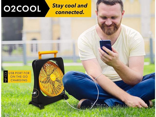 O2COOL 10” Fan Battery Operated Rechargeable Portable with AC Adapter & USB Port