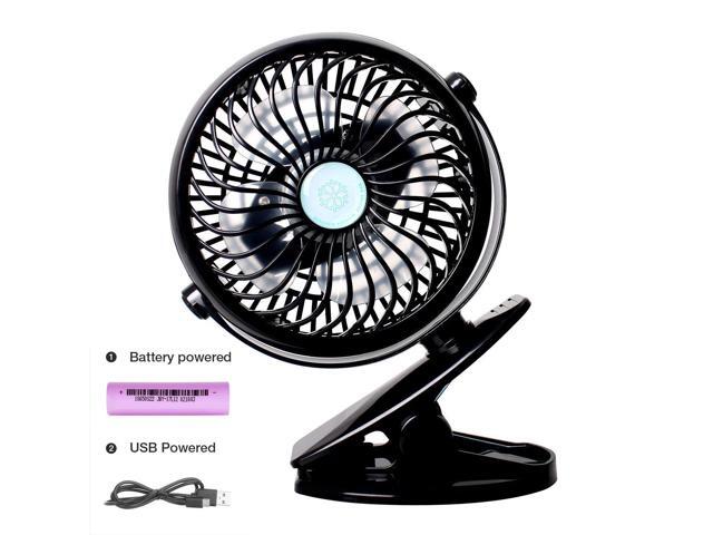 Rechargeable Battery//USB Powered Mini Clip on Fan with 3 Adjustable Speeds Battery Operated Stroller Fan