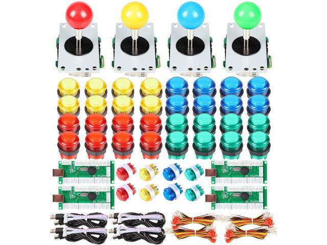 Red & Blue Kit 20 LED lit Arcade Buttons EG STARTS 2 Player Arcade Games DIY Kit Parts 2 Ellipse Oval Joystick Handles 