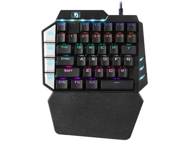 Aceyyk RGB One Hand Mechanical Gaming Keyboard PUBG Mobile One Hand Mechanical Gaming Keyboard 35-Key Blue Switch USB Wired Rainbow Portable Support Wrist Rest