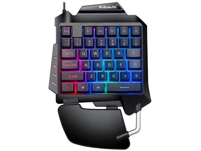 scgtpapadc USB Gaming Keyboard Wired Professional LED Backlit Ergonomic Laptop PC One-hand Gaming Keyboard