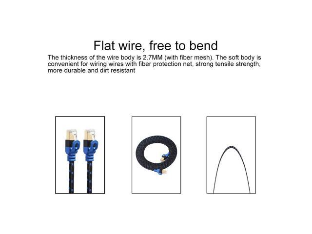 3m Length CAT7-2 Gold-Plated CAT7 Flat Ethernet 10 Gigabit Two-Color Braided Network LAN Cable for Modem Router LAN Network with Shielded RJ45 Connectors