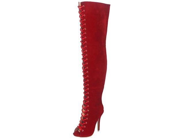 open toe over the knee boots wide calf