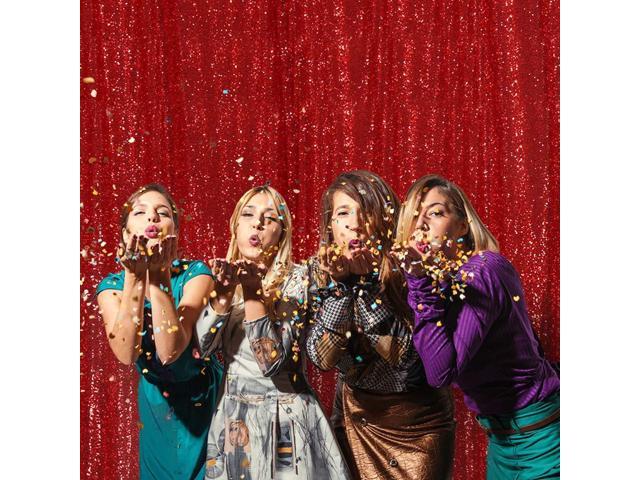 SquarePie Sequin Backdrop 6FT x 6FT Red Photography Background Sparkly Curtain Selfie Wall for Wedding Party Decoration