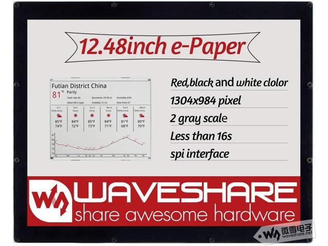 12.48inch e-Paper 1304/×984 Resolution Without PCB Communicating via SPI Interface Black and White Display