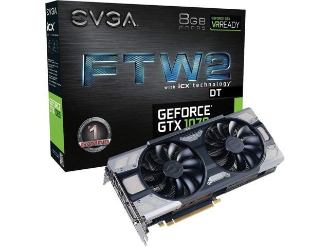 EVGA NVIDIA GeForce GTX 1070 FTW2 DT Gaming 8GB GDDR5 DVI/HDMI/3DisplayPort PCI-Express Video Card w/ iCX - 9 Thermal Sensors & RGB LED G/P/M
