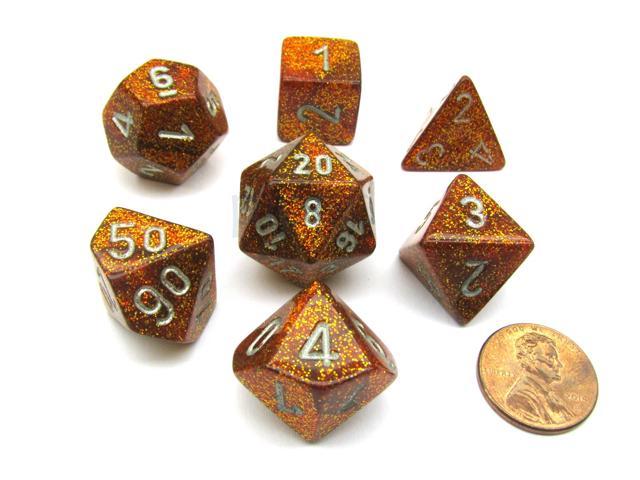 Game Accessories Chessex Dice Polyhedral 7-die Borealis Set Teal Gold Numbers for sale online 