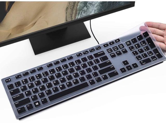 CaseBuy Keyboard Cover for Dell KM636 Wireless Keyboard & Dell KB216 Wired Keyboard & Dell Optiplex 5250 3050 3240 5460 7450 7050 & Dell Inspiron AIO 3475/3670/3477 All-in one Desktop Keyboard, Black