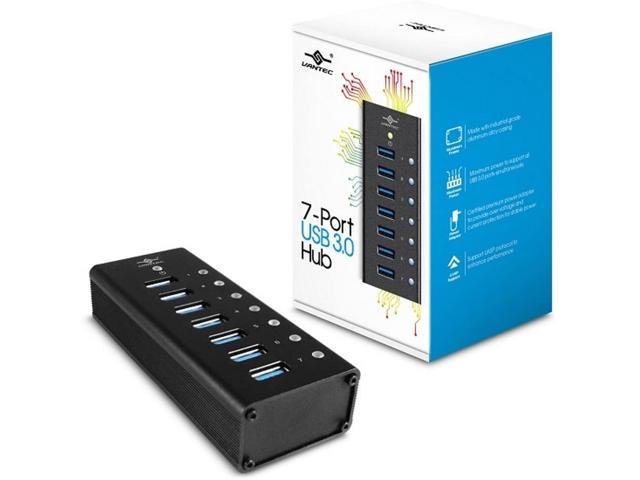 Vantec Aluminum 7-Port USB 3.0 Hub with Power Adapter (UGT-AH700U3),Black