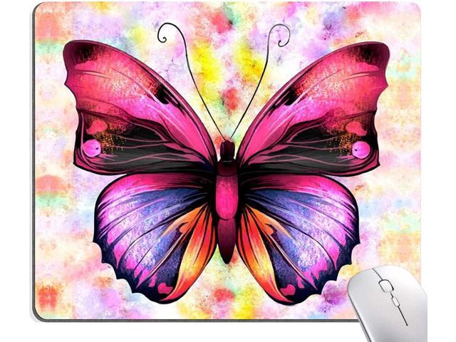 Mouse Pad,Floral Flowers Butterfly Computer Mouse Pads Desk Accessories Non-Slip Rubber Base,Mousepad for Laptop Mouse 