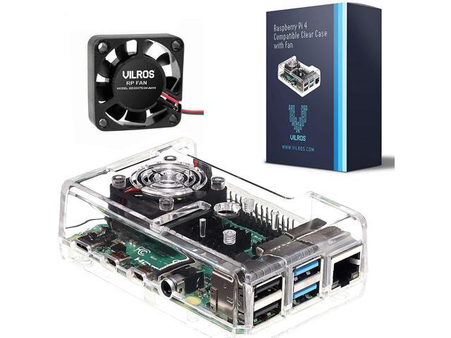 Vilros Raspberry Pi 4 Compatible Case with Built in Fan (Clear Transparent)