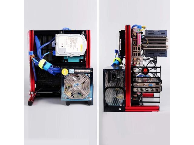 EDIY ITX Mini A4 Computer Case 7.5L Aluminum Mini-ITX Motherboard Small PC  Case Test Bench Support SFX Power Supply 300mm Vedio Card Transparent  Acrylic Side Panel