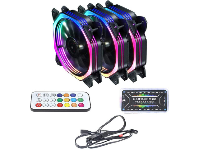 120mm RGB Color Case Fans 11- Blades Quiet Computer Cooling PC Fans RGB ...