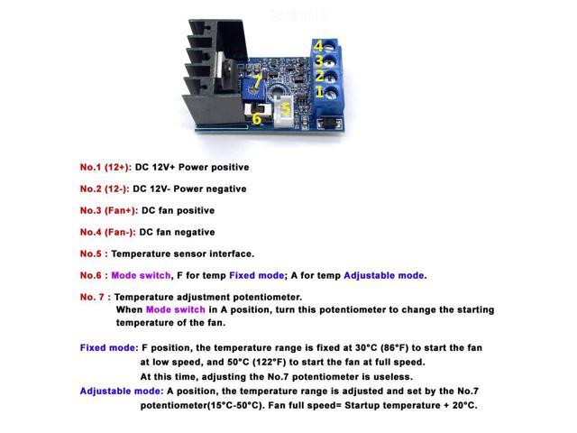 DC 12V 1A Automatic PC CPU Fan Temperature Control Speed Controller Fan Governor 