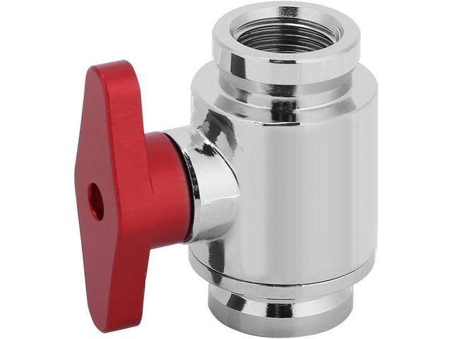 Bewinner Water Cooling Valve G1/4 Internal Threads Valves Water Ball Valve with Handle Design for Computer Water Cooling System Red Handle 