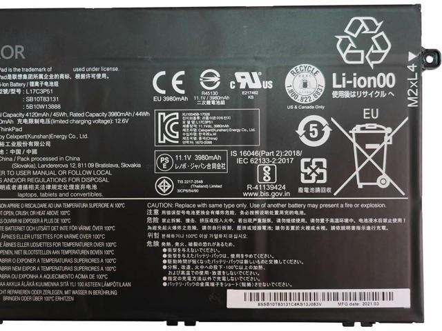 Akku Für Lenovo Thinkpad E580 E590 Series - L17C3P51 45Wh 11,1V