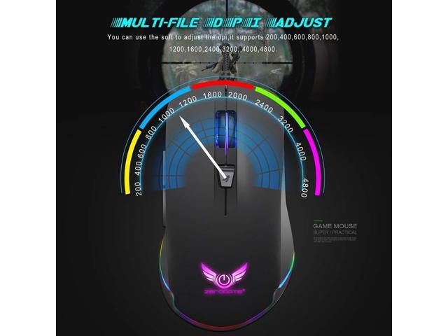 Color : Black Wang5995 Office Home Mouse Gaming Mouse Wired 4 Level Adjustable DPI Breathing Light Programmable Macros Adjustable Weight Ergonomic Optical Mouse
