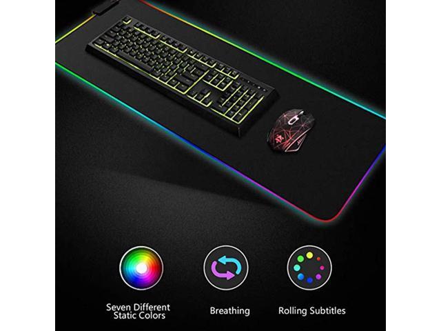 L Vaorwne Gaming Mouse Pad RGB Oversized Glowing Led Extended Illuminated Keyboard Thicken Colorful for Pc Computer Laptop