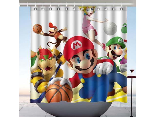 Super Mario Bros 06 Design Polyester Fabric Bath Shower Curtain