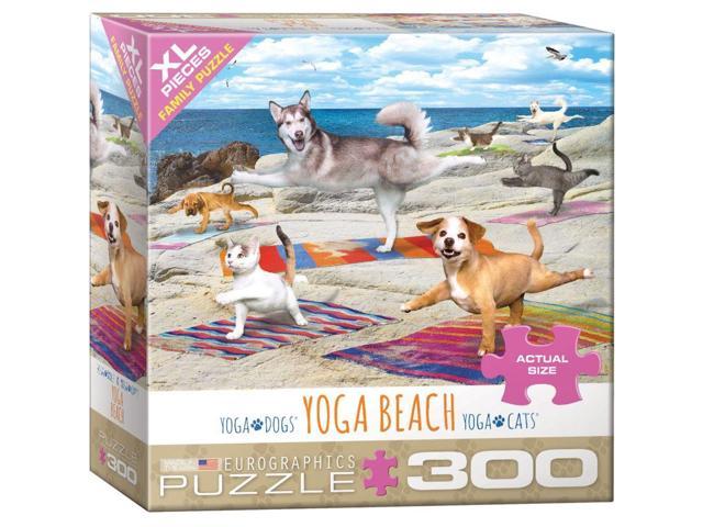 300-Piece EuroGraphics Dogs and Cats Yoga Beach Jigsaw Puzzle 