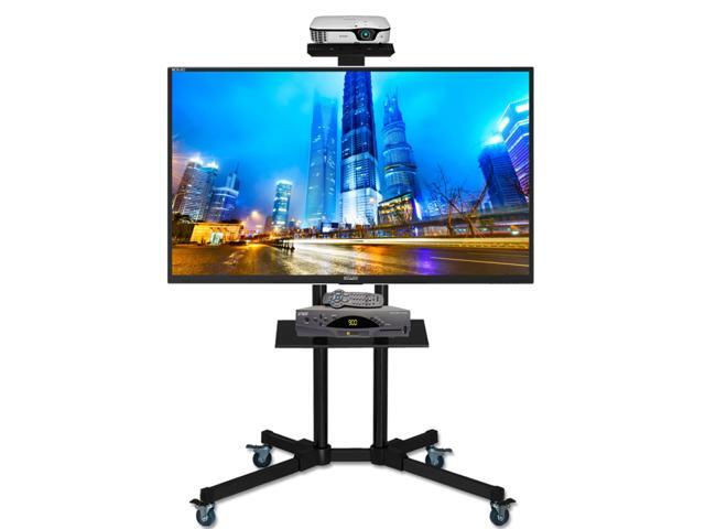 Duramex Tm Universal Mobile Tv Cart Stand With Mount For 40 65 Inch Led Lcd Plasma And Curved Displays Up To 110 Lbs Newegg Ca