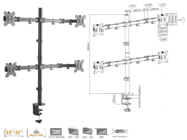 Duramex Tm Quad Four 4 Lcd Led Monitors Desk Mount Stand Quad Four 4 Lcd Led Monitors Desk Mount