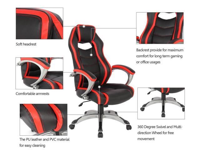 Proht High Back Executive Office Desk Chair Racing Style Black Red 05165 Newegg Com