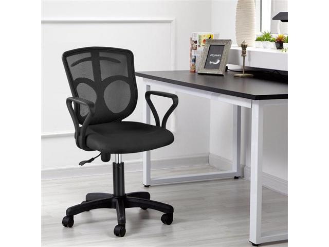 Yaheetech Adjustable Swivel Chair Mid Back Ergonomic Mesh Black For Home Office Newegg Com