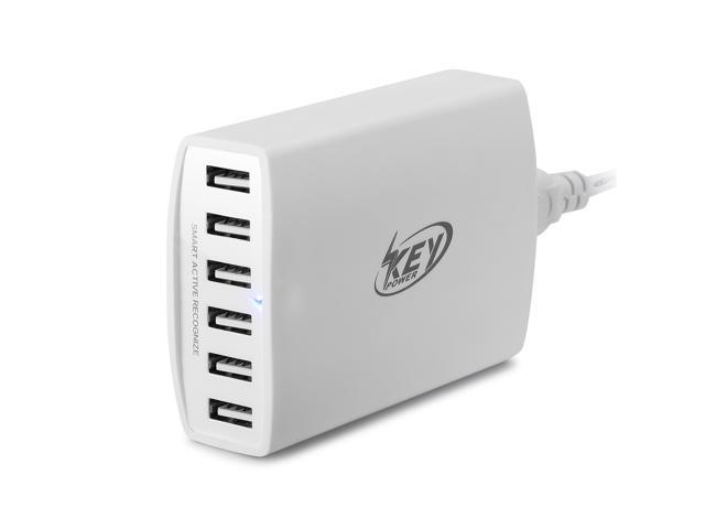 Vijfde Honger Derbevilletest Key Power 60 Watt 12 Amps 6-Port USB Charger Travel Wall Charger for iPhone  7 / 7 Plus, iPad, Samsung Galaxy S6 / S7 and USB charged devices -  Newegg.com