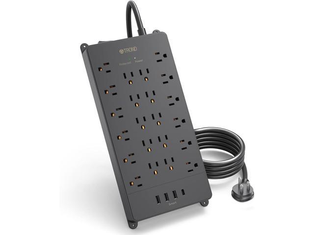 TROND Surge Protector Power Strip, 22 Widely Spaced Outlets with 4 USB Ports (1 USB C), Wall Mount, 4000 Joules, ETL Listed, 10 ft Flat Plug Heavy Duty Extension Cord for Home, Office, Dorm Essential