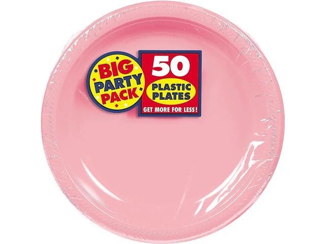 Amscan Big Party Pack 50 Count Plastic Dessert Plates 7 Inch New Pink 1916