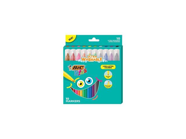 Bic Kids Ultra Washable Jumbo Markers, Medium Bullet Tip, Assorted Colors, 10/Pack