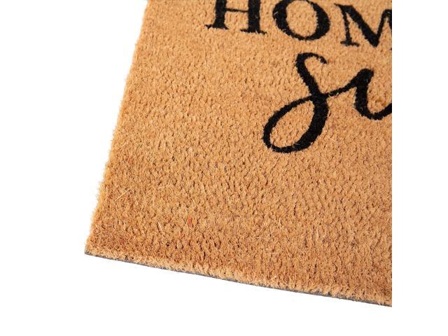 Flash Furniture 18 x 30 Harbold Indoor & Outdoor Coir Doormat with Natural Home Sweet Home Message & Non-Slip Backing Black