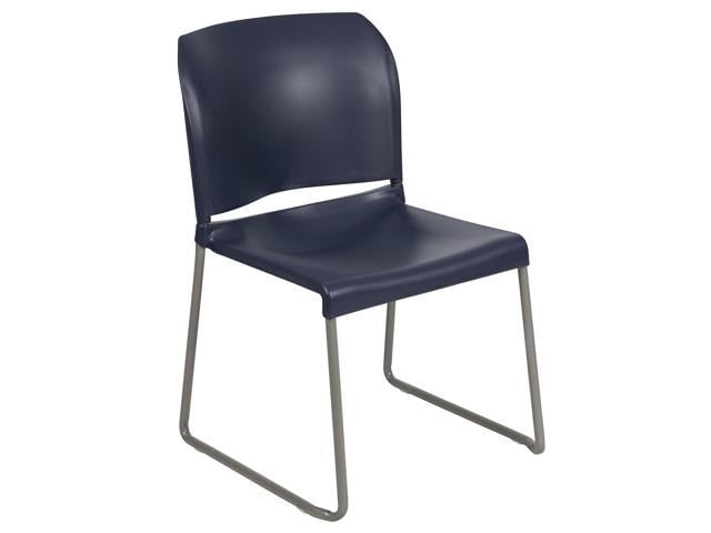 Photo 1 of 5 Pieces****HERCULES Series 880 lb. Capacity Navy Full Back Contoured Stack Chair with Gray Powder Coated Sled Base