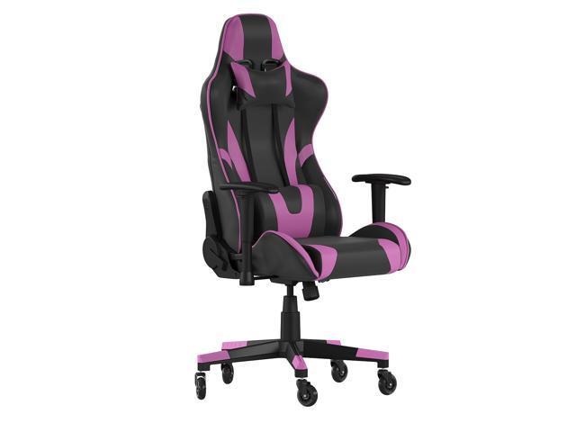 Flash Furniture X20 Gaming Chair Racing Office Computer Pc Adjustable Chair With Reclining Back And Transparent Roller Wheels In Gray Leathersoft