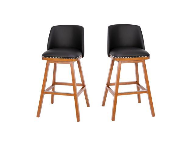 Photo 1 of 2 Pk. HERCULES Series Black Ladder Back Metal Restaurant Barstool - Natural Wood Seat