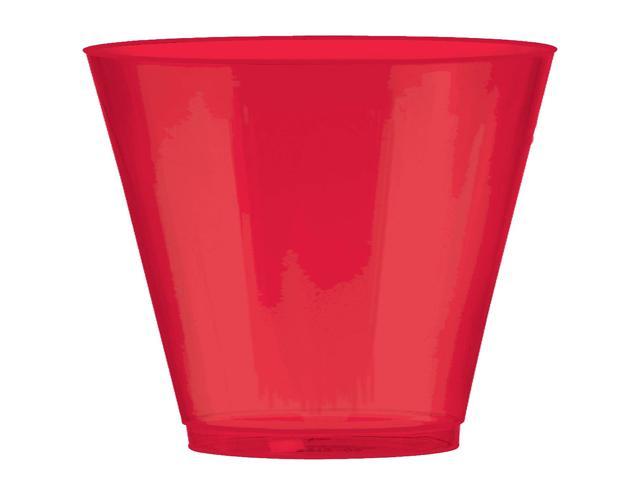 Amscan Big Party Pack Apple Plastic Cups, 9 oz., Red