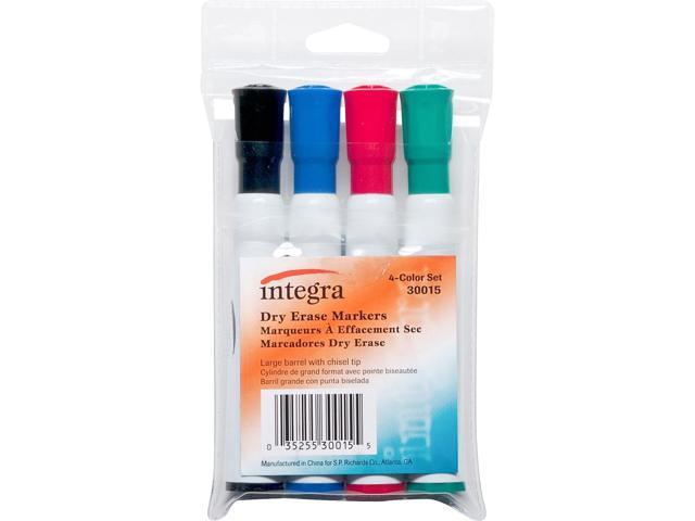 Integra Dry-Erase Marker Large Barrel Chisel Tip 4 Color/ST AST 30015