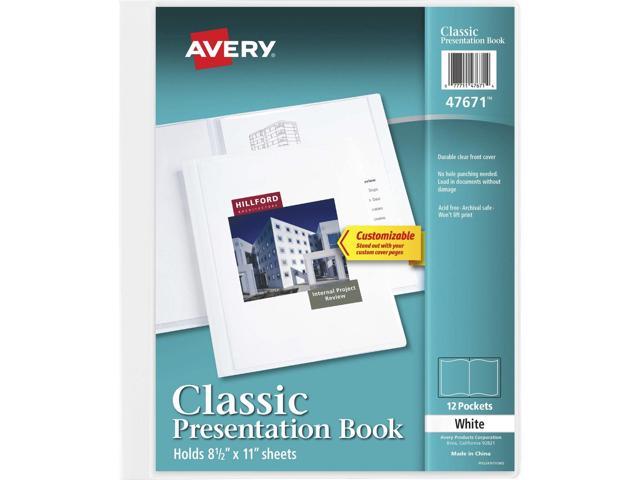 Avery Presentation Book 12 Pockets 8-1/2"x11" White 47671