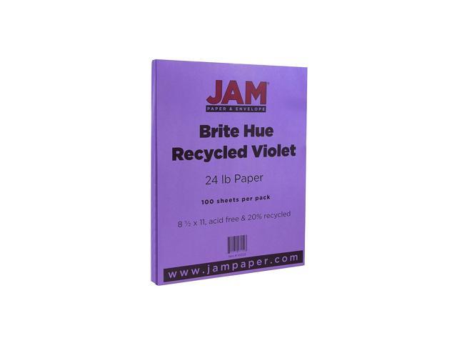 JAM Paper Bright Color Paper, 8.5 x 11, 24 Lb. Brite Hue Violet Recycled,  100/Pack at