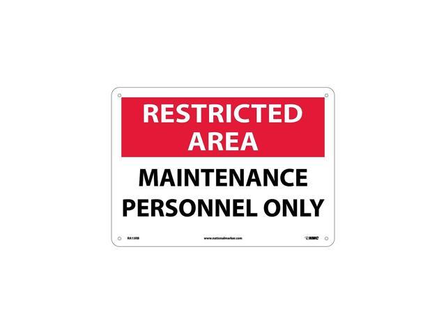 Photo 1 of National Marker Notice Signs; Restricted Area Maintenance Personnel Only 10X14 Rigid Plastic